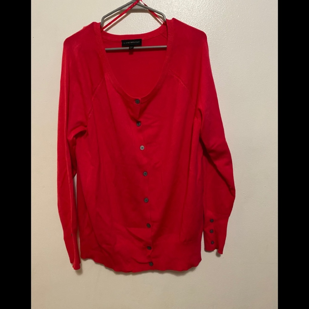 Lane Bryant Pink Button Front Cardigan | Size 14 | Plus Size Lightweight Sweater